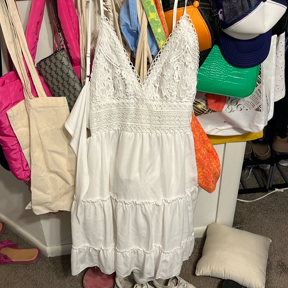 tie back white lacey dress
